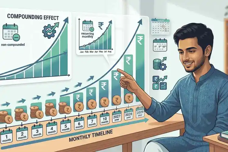 sip kaise kaam karta hai in Hindi with monthly investment growth concept