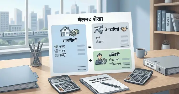 balance sheet kya hota hai in hindi ko visually samjhata hua image with assets liabilities and equity