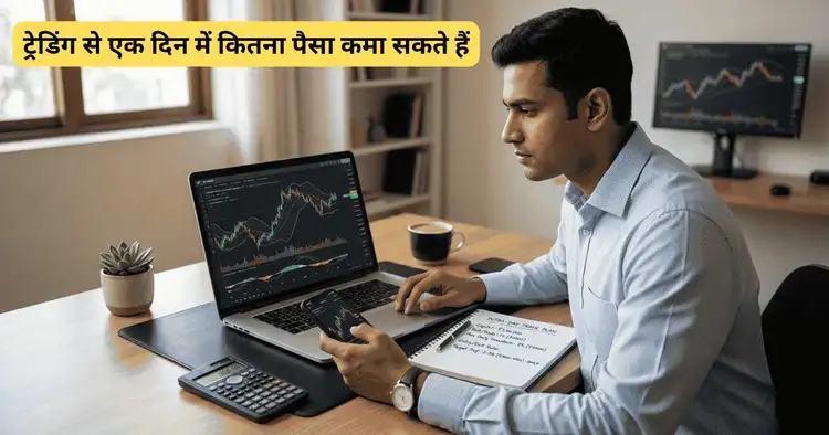 Trading se ek din me kitna paisa kama sakte hai ki capital aur risk based calculation samjhata image